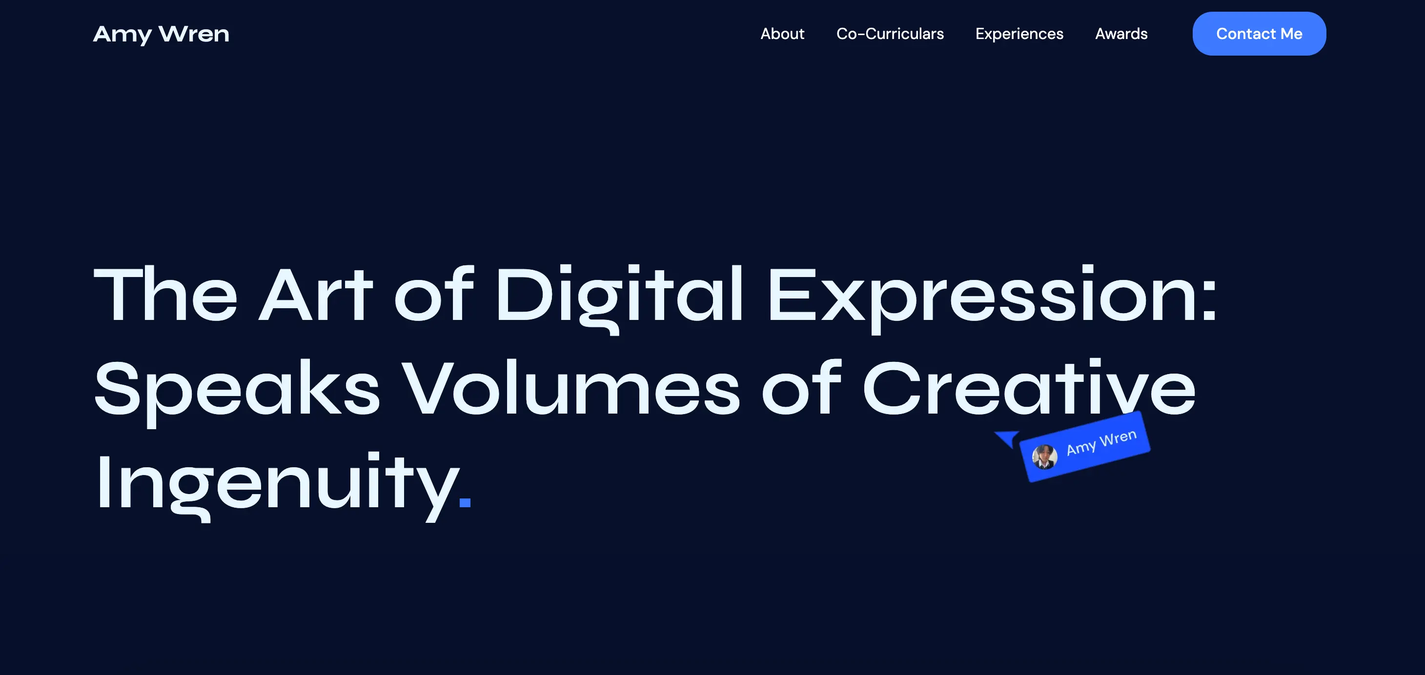 Screenshot of website Amy Wren which was coded by Ignacio Revello