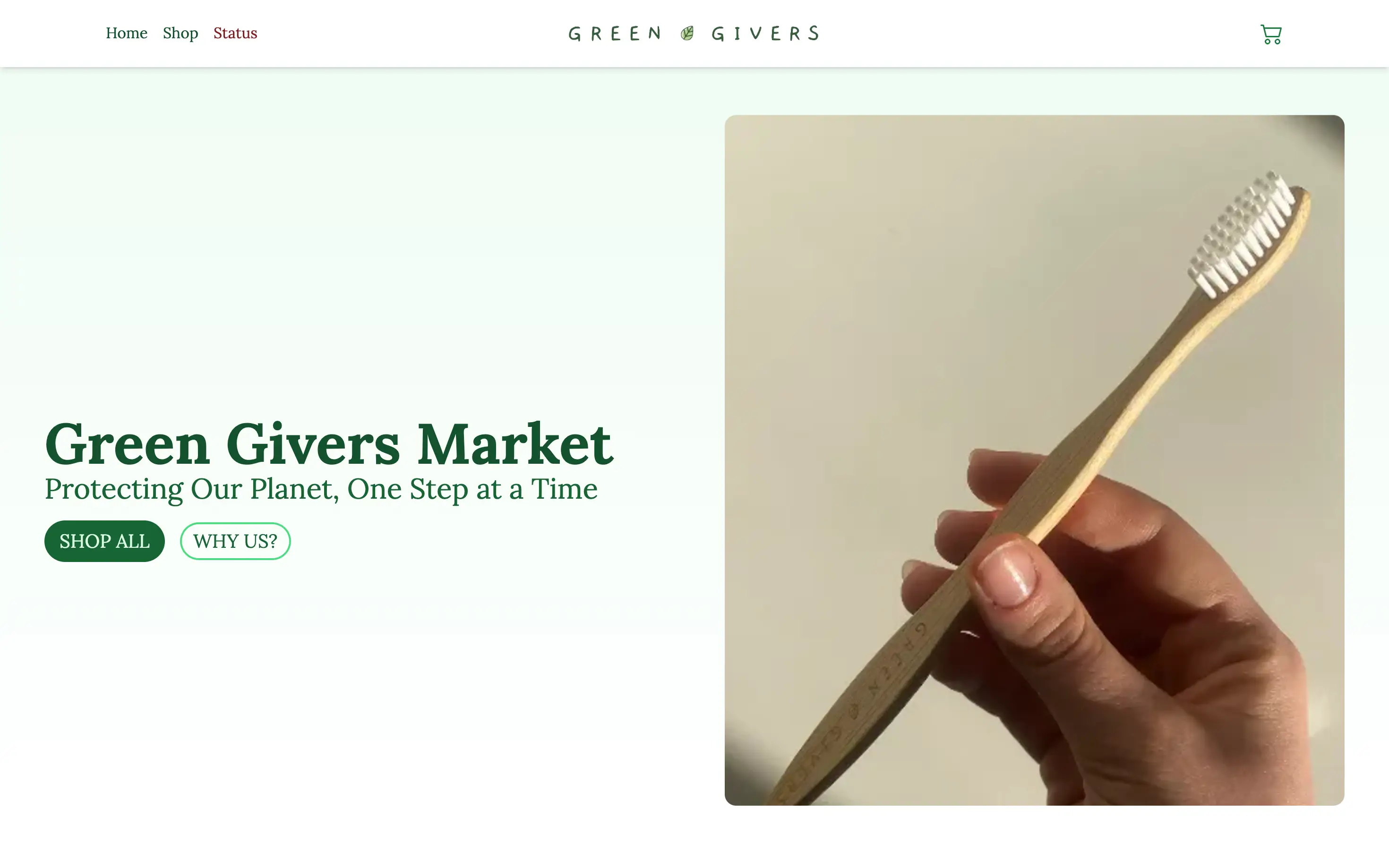Screenshot of website GreenGiversMarket which was coded by Ignacio Revello