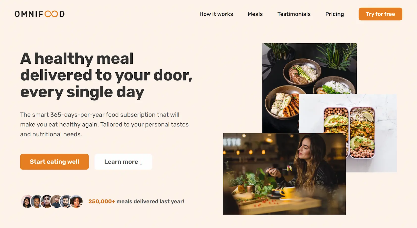 Screenshot of website Omnifood which was coded by Ignacio Revello