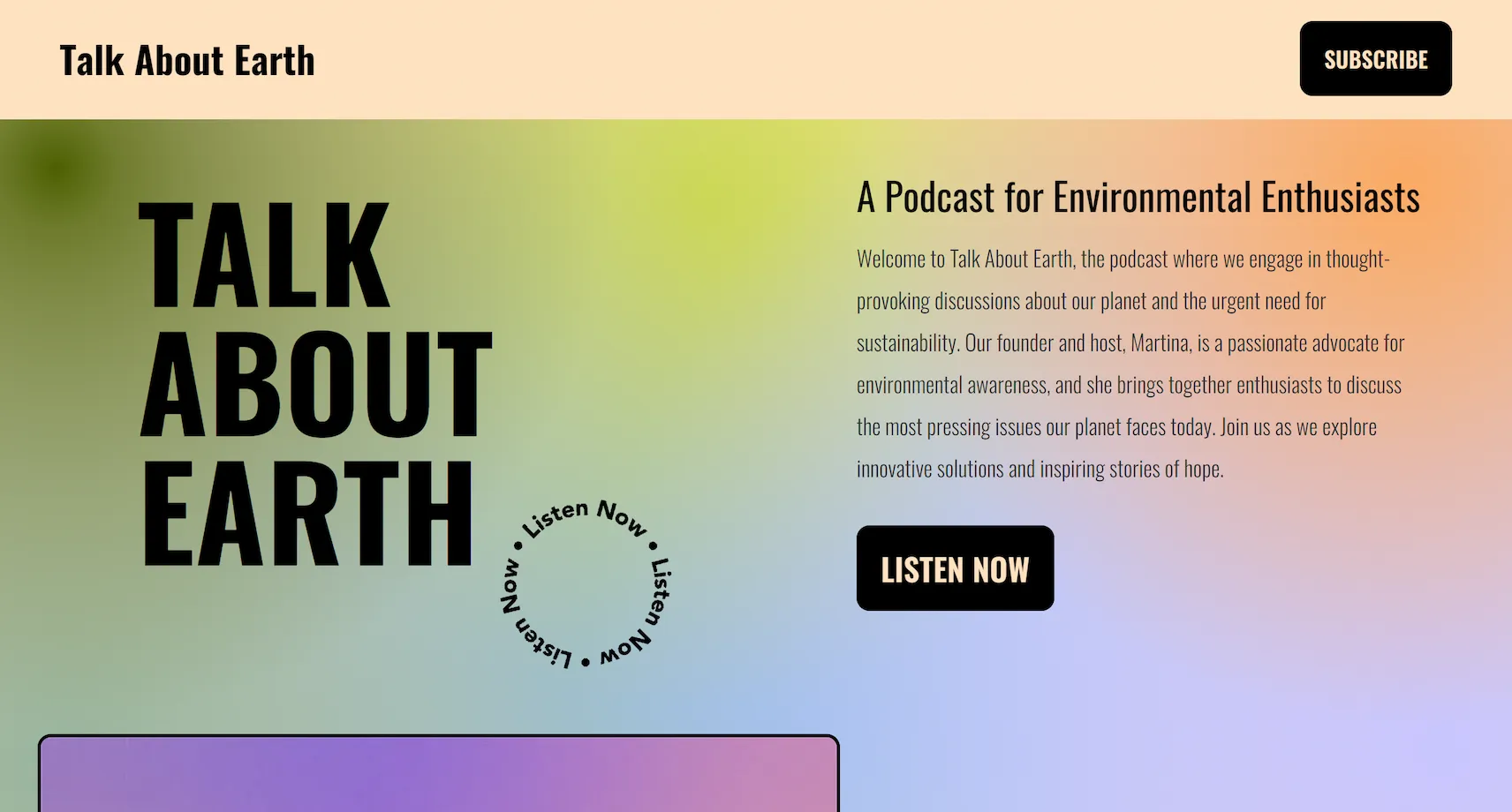 Screenshot of website Talk About Earth which was coded by Ignacio Revello